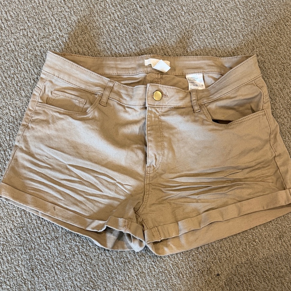 H&M Beige Roll-Cuff Jean Shorts